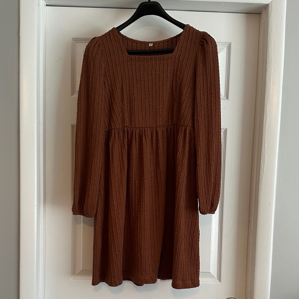 Source Unknown Brown Long Sleeve Dress